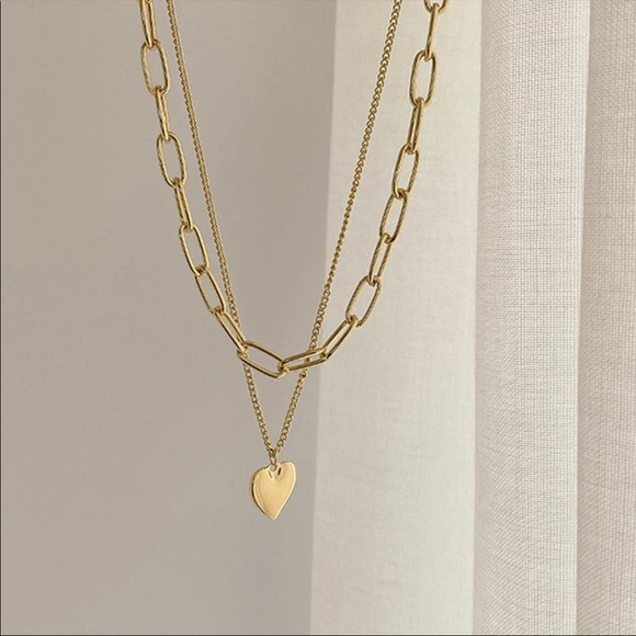 NEW 18K GOLD MULTI LAYER HEART NECKLACE, NICE NECKLACE, CUTE NECKLACE - Picture 3 of 5